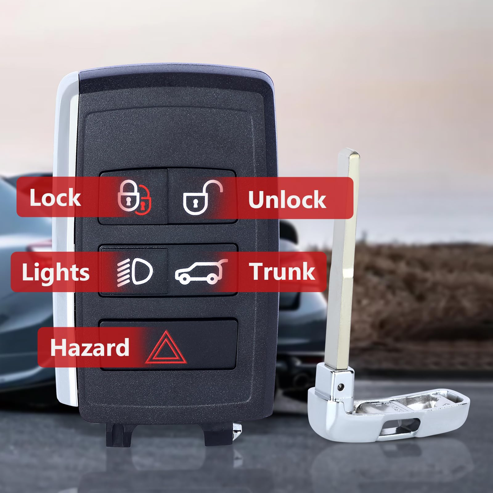 Aichiyu Smart Remote Key Fob Replacement 5 Buttons 315Mhz for Land